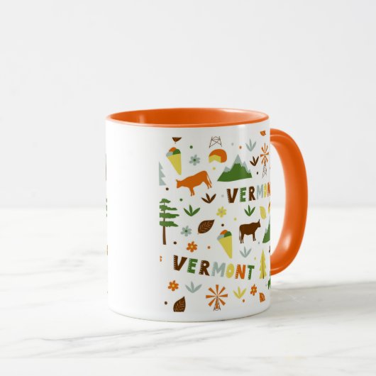 Vector Art Vermont Theme State Symbols Mok (Voorkant rechts)