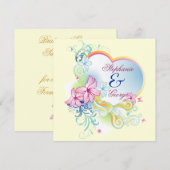 Vector Bloemen en Hart Save The Date Bruiloft Kaart (Voorkant / Achterkant)