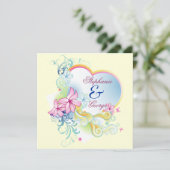 Vector Bloemen en Hart Save The Date Bruiloft Kaart (Staand voorkant)