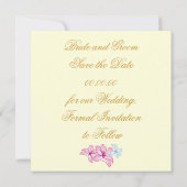 Vector Bloemen en Hart Save The Date Bruiloft Kaart (Achterkant)