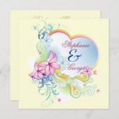 Vector Bloemen en Hart Save The Date Wedding Kaart (Voorkant / Achterkant)