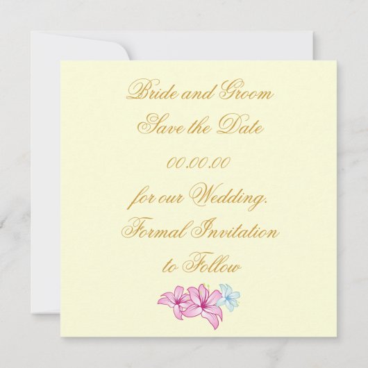 Vector Bloemen en Hart Save The Date Wedding Kaart (Achterkant)