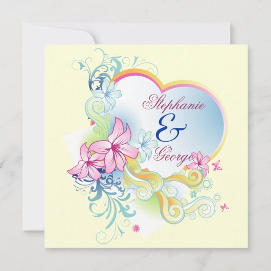 Vector Bloemen en Hart Save The Date Wedding Kaart (Voorkant)