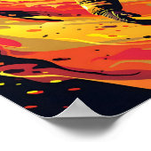 Vector brandweerman met vlammen achtergrond poster (Hoek)