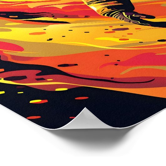 Vector brandweerman met vlammen achtergrond poster (Hoek)