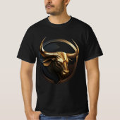 "Vector Bull: Black & Gold Logo" T-shirt print (Voorkant)