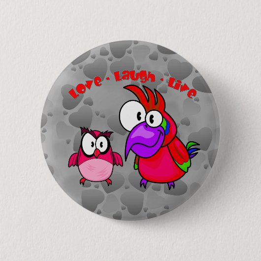 Vector Cartoons vogels met sms Love Laugh Live Ronde Button 5,7 Cm (Voorkant)