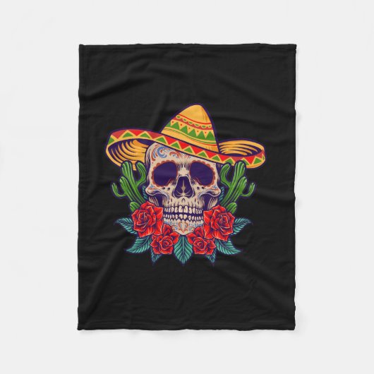 Vector cinco de mayo mexicaanse schedel illustrati fleece deken (Voorkant)