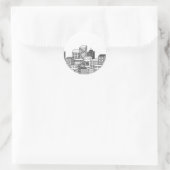 Vector Cityscape (Zwart & Wit) Ronde Sticker (Tas)