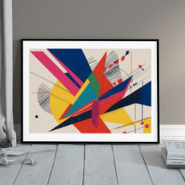 Vector Collision - een retro-futuristische composi Poster