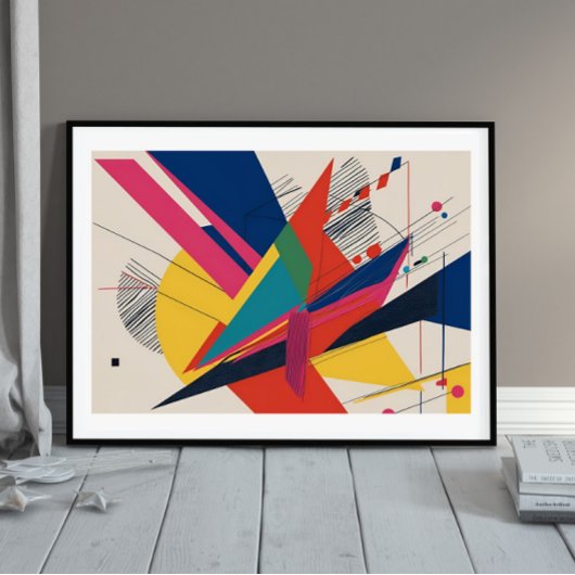 Vector Collision - een retro-futuristische composi Poster