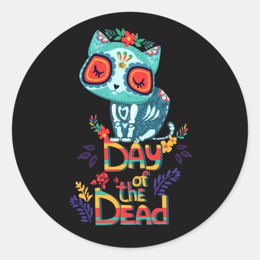 Vector dag van de dode cartoon ronde sticker (Voorkant)