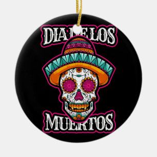 Vector dia de los muertos, dag van de dode schedel keramisch ornament