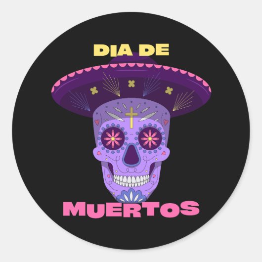 Vector dia de los muertos - dag van de doden ronde sticker (Voorkant)