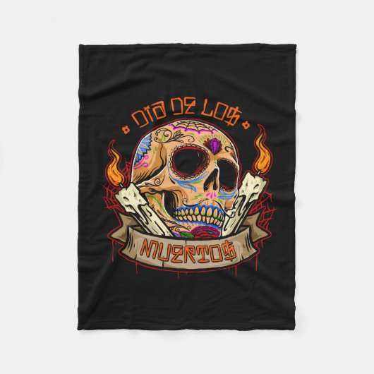 Vector dia de los muertos schedel fleece deken (Voorkant)