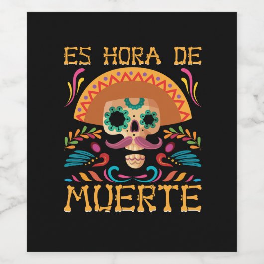 Vector dia de los muertos t-shirt ontwerp sjabloon wijn etiket (Enkel label)