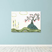 Vector Fantasy Doodle Landscape Art Canvas (Insitu (Houten vloer))