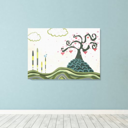 Vector Fantasy Doodle Landscape Art Canvas (Insitu (Houten vloer))