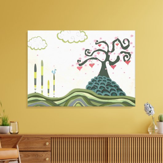 Vector Fantasy Doodle Landscape Art Canvas (Insitu (Woonkamer))
