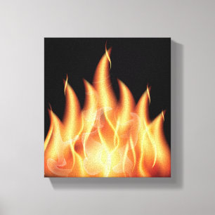 VECTOR-FLAMES1 DE HETE VLAMMEN DIE VAN DE BRAND ZW CANVAS AFDRUK