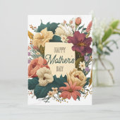 Vector Floral Bouquet Moederdag Custom Message Feestdagenkaart (Staand voorkant)