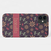  Vector Floral Patroon met Naam Case-Mate iPhone Case (Achterkant (horizontaal))