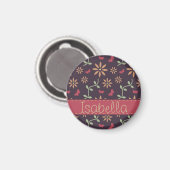 Vector Floral Patroon met Naam Magneet (Voorkant / Achterkant)
