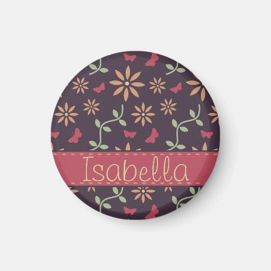 Vector Floral Patroon met Naam Magneet (Voorkant)
