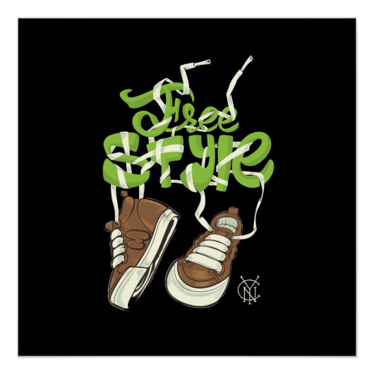 Vector freestyle illustratie met sneakers perfect poster (Voorkant)