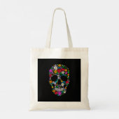 Vector  geborduurde bloemschedel. muertos d tote bag (Achterkant)
