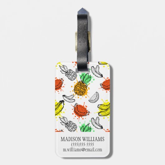 Vector grafisch naadloos patroon bagagelabel (Achterkant verticaal)