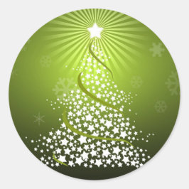 Vector Groene Kerstboom Ronde Sticker