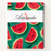 Vector Groene Verbluffende Watermeloen Patroon Mon Notitieboek (Achterkant)