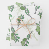 Vector  handgetrokken olijftak inpakpapier vel (In situ)