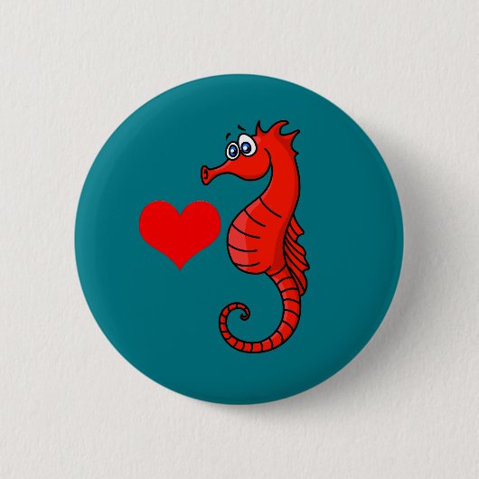 Vector hart en zeepaardje ronde button 5,7 cm (Voorkant)