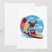 Vector hond surfen in de golven feestdagenkaart (Voorkant / Achterkant)