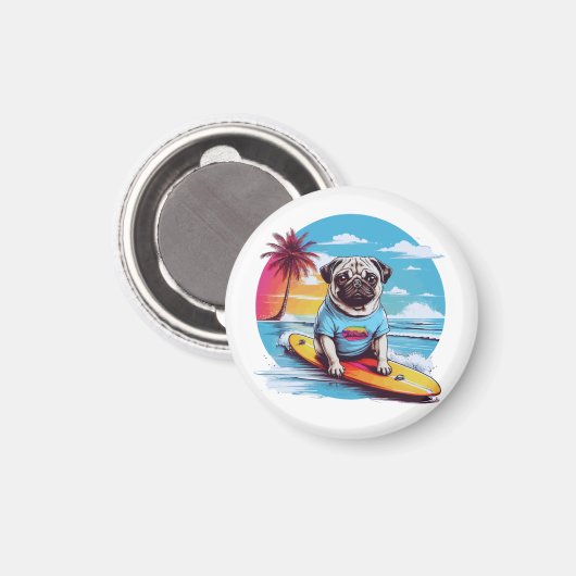 Vector hond surfen in de golven magneet (Voorkant / Achterkant)
