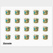 Vector illustratie van een groene zeeen schildpad( vierkante sticker (Vel)