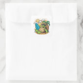 Vector illustratie van een groene zeeen schildpad( vierkante sticker (Tas)