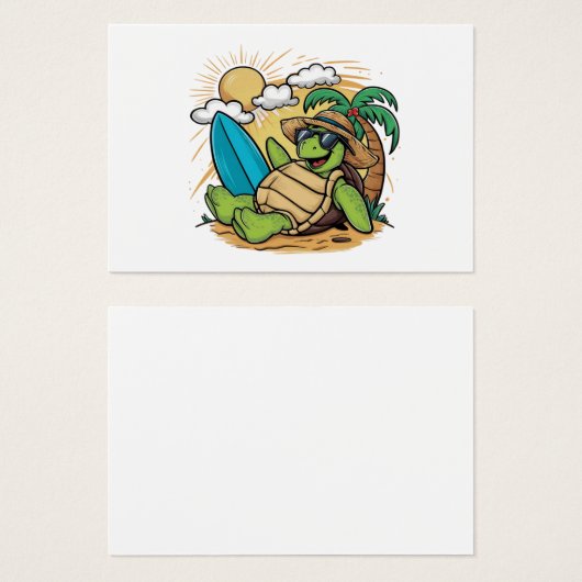 Vector illustratie van een groene zeeen schildpad( visitekaartje (Voorkant /achterkant)