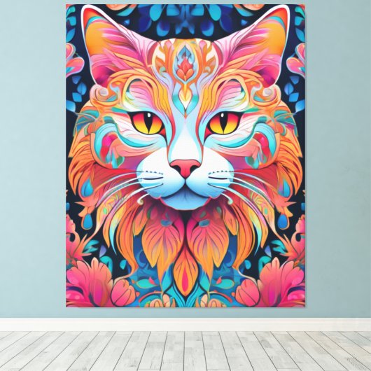 Vector Kat Canvas Print (Insitu (Houten vloer))
