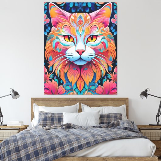 Vector Kat Canvas Print (Insitu (Slaapkamer))