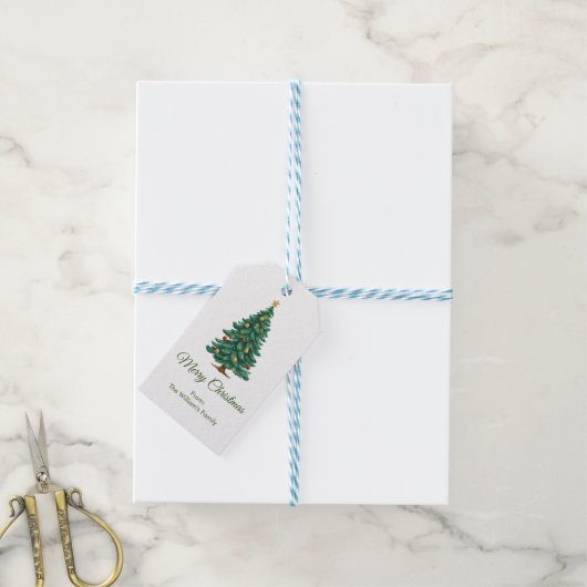 Vector kerstboom cadeaulabel (Met Touw)