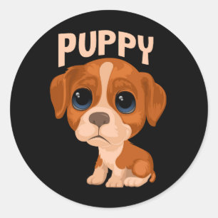 Vector leuke grappige puppy hond ronde sticker