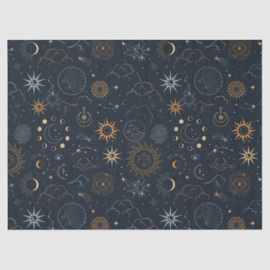 Vector Magic Met Constellaties Zon Maan Magie  Tissuepapier (Voorkant)