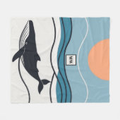 Vector minimalistische walvis in de oceaan monogra fleece deken (Voorkant (Horizontaal))