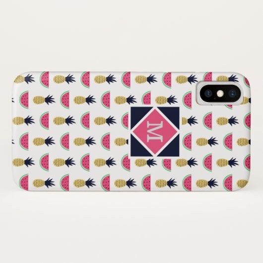 Vector naadloos patroon met ananas en Case-Mate iPhone case (Achterkant (horizontaal))