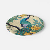 Vector, naadloos patroon met pauw bedrukt papieren bordje (Gekanteld)