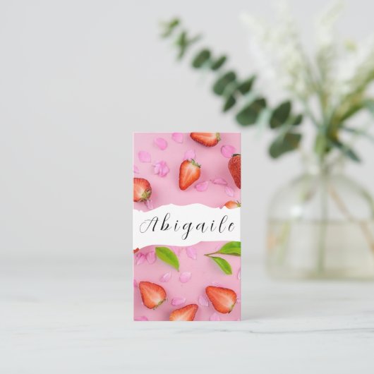 Vector naadloze  aardbei visitekaartje (Staand voorkant)