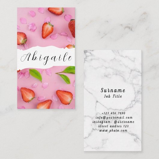 Vector naadloze  aardbei visitekaartje (Voorkant / Achterkant)